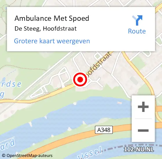 Locatie op kaart van de 112 melding: Ambulance Met Spoed Naar De Steeg, Hoofdstraat op 22 juni 2019 10:10