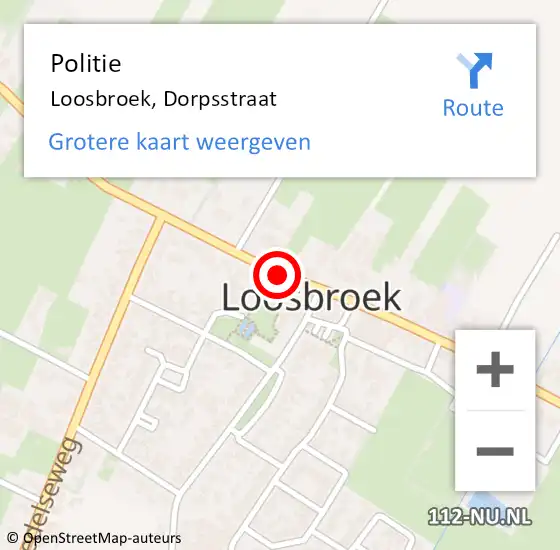 Locatie op kaart van de 112 melding: Politie Loosbroek, Dorpsstraat op 22 juni 2019 10:51