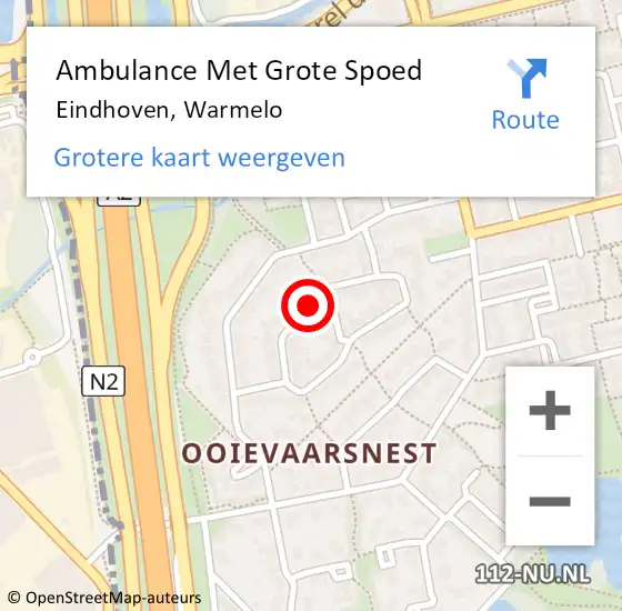 Locatie op kaart van de 112 melding: Ambulance Met Grote Spoed Naar Eindhoven, Warmelo op 22 juni 2019 12:24