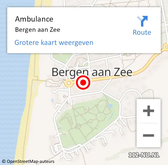 Locatie op kaart van de 112 melding: Ambulance Bergen aan Zee op 22 juni 2019 13:47