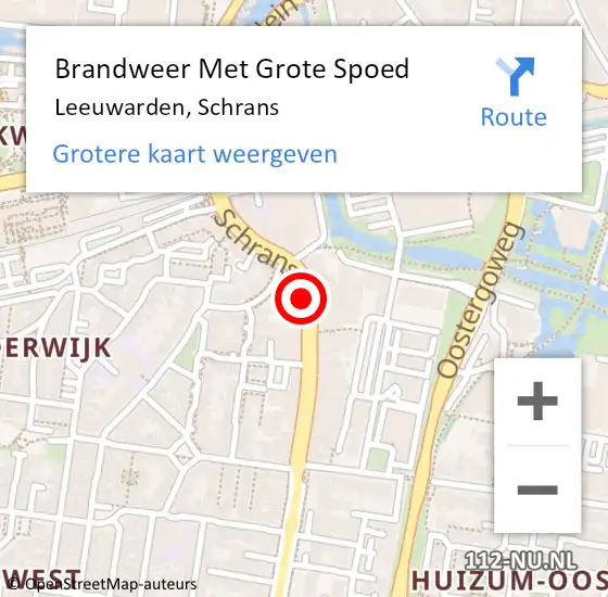 Locatie op kaart van de 112 melding: Brandweer Met Grote Spoed Naar Leeuwarden, Schrans op 22 juni 2019 14:19