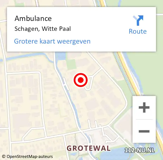 Locatie op kaart van de 112 melding: Ambulance Schagen, Witte Paal op 22 juni 2019 16:00