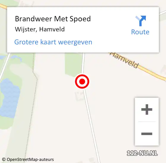Locatie op kaart van de 112 melding: Brandweer Met Spoed Naar Wijster, Hamveld op 22 juni 2019 17:26
