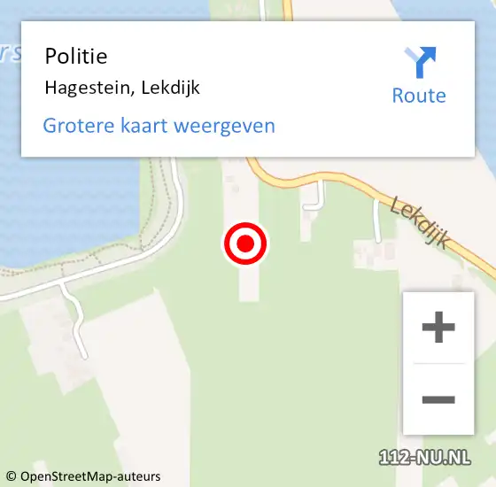 Locatie op kaart van de 112 melding: Politie Hagestein, Lekdijk op 22 juni 2019 18:19