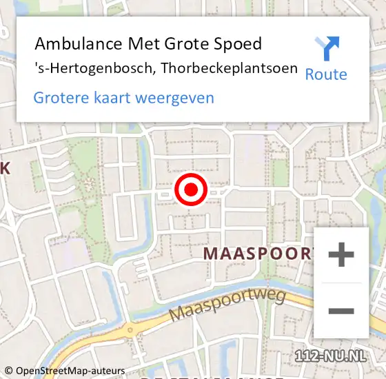 Locatie op kaart van de 112 melding: Ambulance Met Grote Spoed Naar 's-Hertogenbosch, Thorbeckeplantsoen op 23 juni 2019 00:44