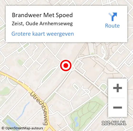 Locatie op kaart van de 112 melding: Brandweer Met Spoed Naar Zeist, Oude Arnhemseweg op 23 juni 2019 04:08