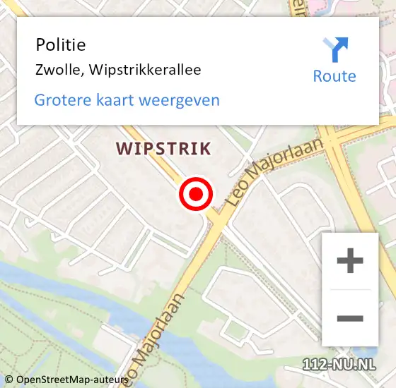 Locatie op kaart van de 112 melding: Politie Zwolle, Wipstrikkerallee op 23 juni 2019 04:08