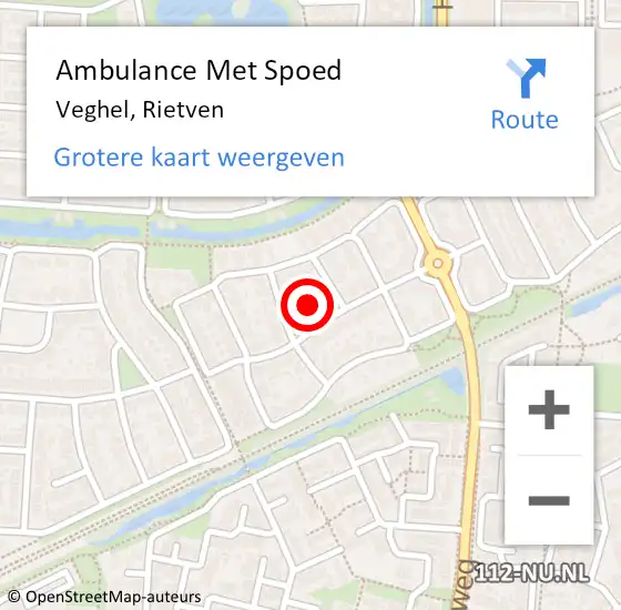 Locatie op kaart van de 112 melding: Ambulance Met Spoed Naar Veghel, Rietven op 23 juni 2019 08:57