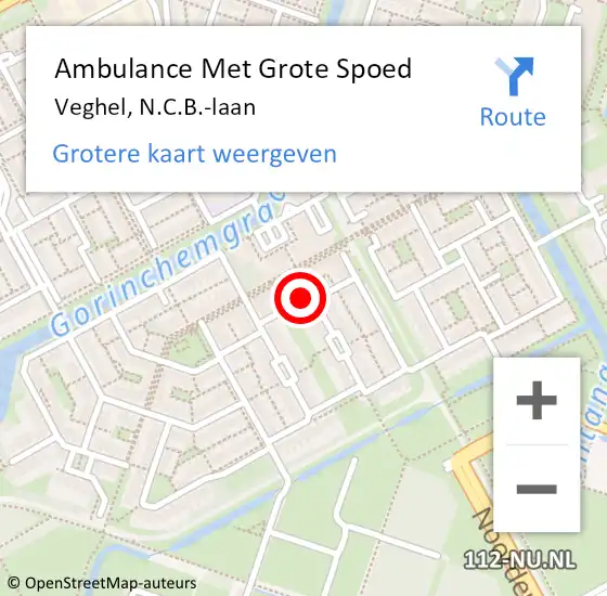 Locatie op kaart van de 112 melding: Ambulance Met Grote Spoed Naar Veghel, N.C.B.-laan op 23 juni 2019 16:18