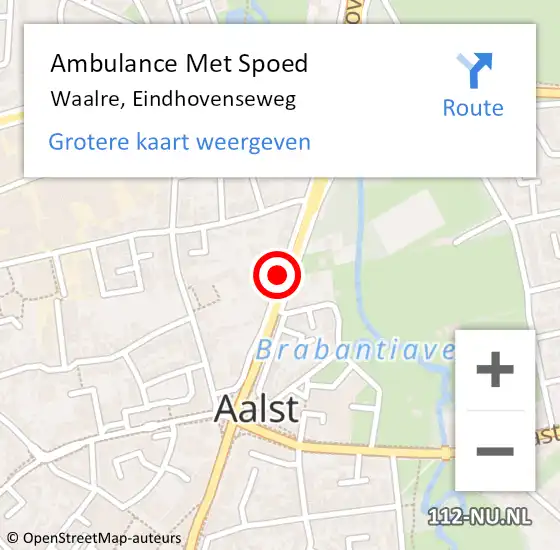 Locatie op kaart van de 112 melding: Ambulance Met Spoed Naar Waalre, Eindhovenseweg op 23 juni 2019 17:04