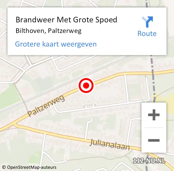 Locatie op kaart van de 112 melding: Brandweer Met Grote Spoed Naar Bilthoven, Paltzerweg op 23 juni 2019 19:46