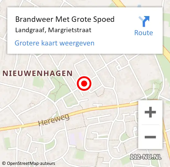 Locatie op kaart van de 112 melding: Brandweer Met Grote Spoed Naar Landgraaf, Margrietstraat op 24 juni 2019 03:31