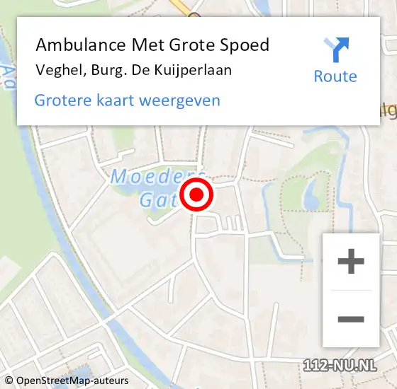 Locatie op kaart van de 112 melding: Ambulance Met Grote Spoed Naar Veghel, Burg. De Kuijperlaan op 24 juni 2019 12:35