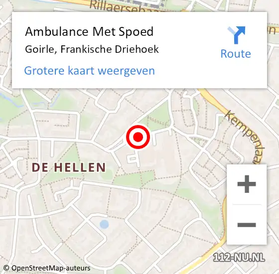Locatie op kaart van de 112 melding: Ambulance Met Spoed Naar Goirle, Frankische Driehoek op 24 juni 2019 12:54