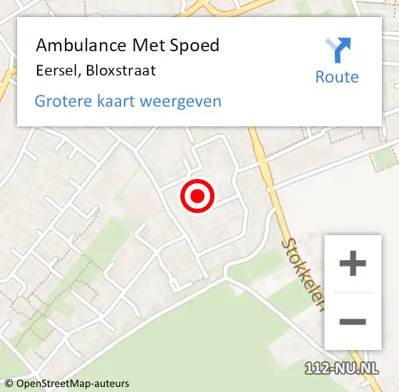 Locatie op kaart van de 112 melding: Ambulance Met Spoed Naar Eersel, Bloxstraat op 24 juni 2019 13:22