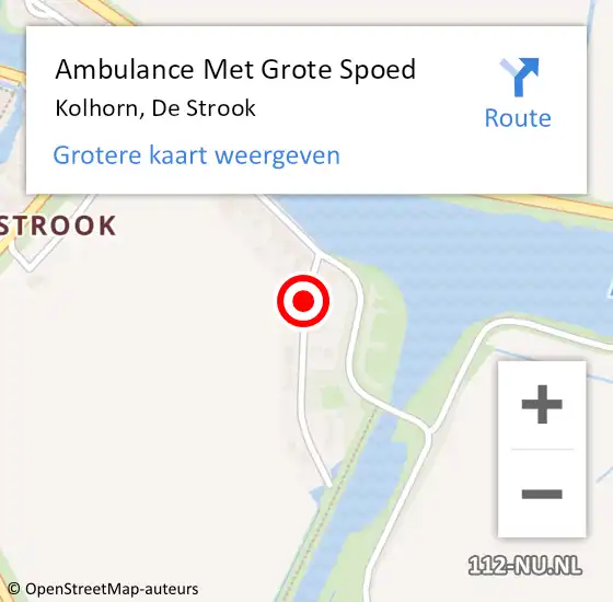 Locatie op kaart van de 112 melding: Ambulance Met Grote Spoed Naar Kolhorn, De Strook op 24 juni 2019 13:43