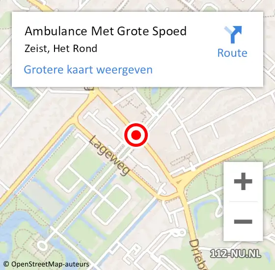 Locatie op kaart van de 112 melding: Ambulance Met Grote Spoed Naar Zeist, Het Rond op 24 juni 2019 14:36