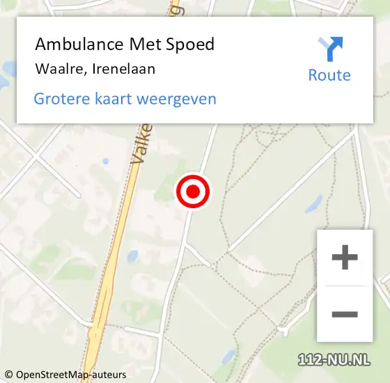 Locatie op kaart van de 112 melding: Ambulance Met Spoed Naar Waalre, Irenelaan op 24 juni 2019 15:12