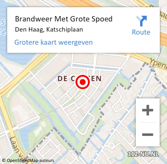 Locatie op kaart van de 112 melding: Brandweer Met Grote Spoed Naar Den Haag, Katschiplaan op 24 juni 2019 16:18