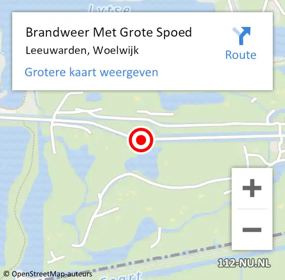 Locatie op kaart van de 112 melding: Brandweer Met Grote Spoed Naar Leeuwarden, Woelwijk op 24 juni 2019 16:36