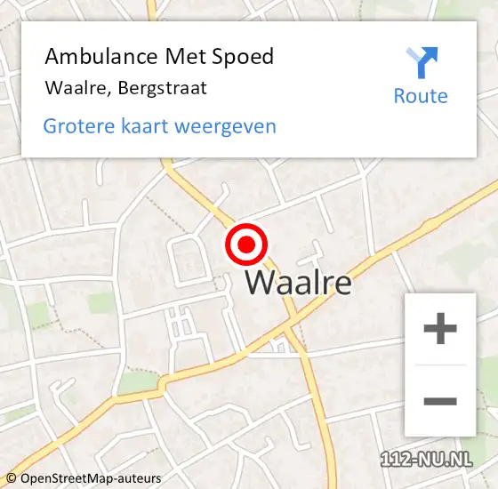 Locatie op kaart van de 112 melding: Ambulance Met Spoed Naar Waalre, Bergstraat op 24 juni 2019 17:24
