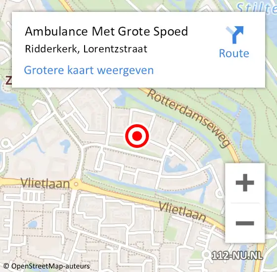 Locatie op kaart van de 112 melding: Ambulance Met Grote Spoed Naar Ridderkerk, Lorentzstraat op 24 juni 2019 18:18