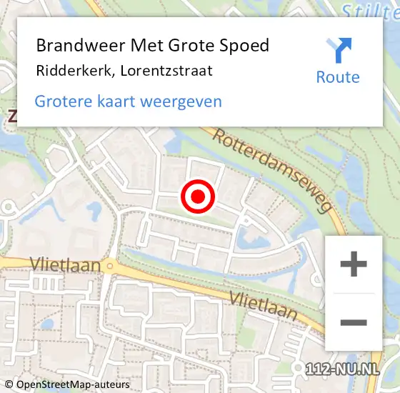 Locatie op kaart van de 112 melding: Brandweer Met Grote Spoed Naar Ridderkerk, Lorentzstraat op 24 juni 2019 18:25