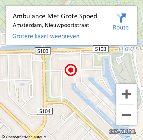 Locatie op kaart van de 112 melding: Ambulance Met Grote Spoed Naar Amsterdam, Nieuwpoortstraat op 24 juni 2019 19:00