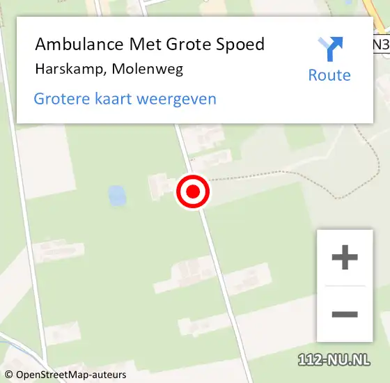 Locatie op kaart van de 112 melding: Ambulance Met Grote Spoed Naar Harskamp, Molenweg op 24 juni 2019 19:12