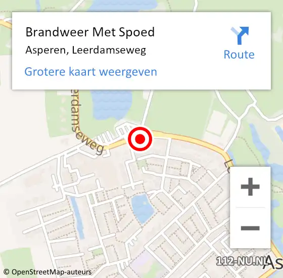 Locatie op kaart van de 112 melding: Brandweer Met Spoed Naar Asperen, Leerdamseweg op 24 juni 2019 19:22
