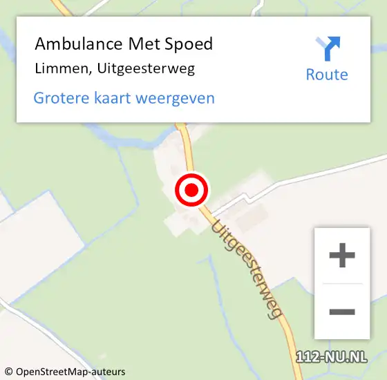 Locatie op kaart van de 112 melding: Ambulance Met Spoed Naar Limmen, Uitgeesterweg op 24 juni 2019 19:32