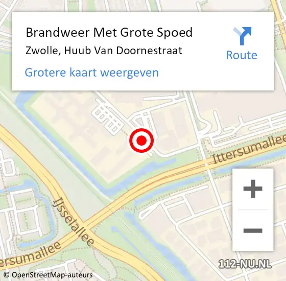 Locatie op kaart van de 112 melding: Brandweer Met Grote Spoed Naar Zwolle, Huub Van Doornestraat op 24 juni 2019 20:13