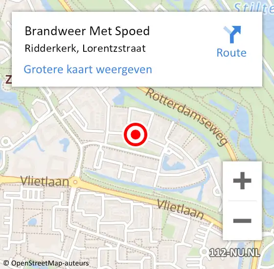 Locatie op kaart van de 112 melding: Brandweer Met Spoed Naar Ridderkerk, Lorentzstraat op 24 juni 2019 21:15