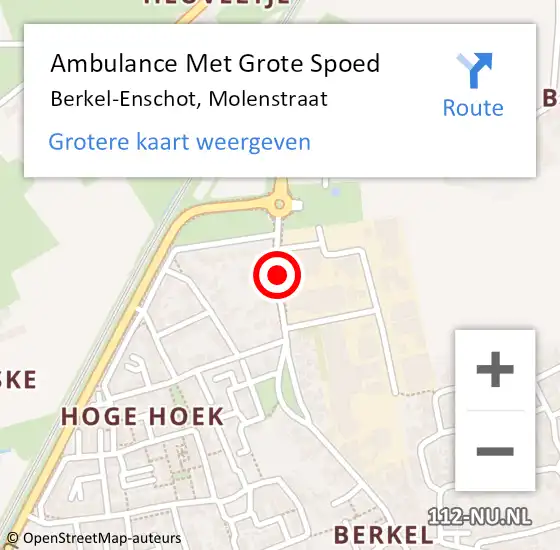 Locatie op kaart van de 112 melding: Ambulance Met Grote Spoed Naar Berkel-Enschot, Molenstraat op 24 juni 2019 21:27