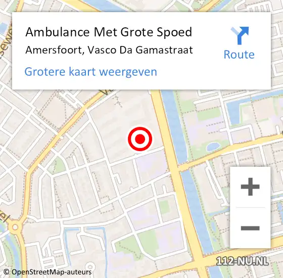 Locatie op kaart van de 112 melding: Ambulance Met Grote Spoed Naar Amersfoort, Vasco Da Gamastraat op 24 juni 2019 23:59
