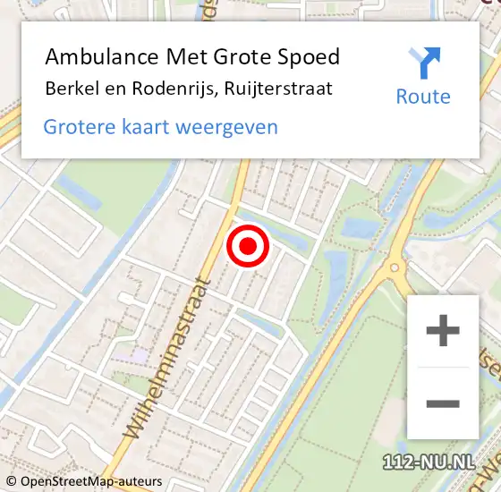 Locatie op kaart van de 112 melding: Ambulance Met Grote Spoed Naar Berkel en Rodenrijs, Ruijterstraat op 25 juni 2019 04:37