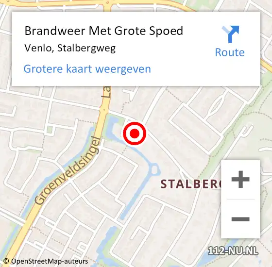 Locatie op kaart van de 112 melding: Brandweer Met Grote Spoed Naar Venlo, Stalbergweg op 25 juni 2019 05:59