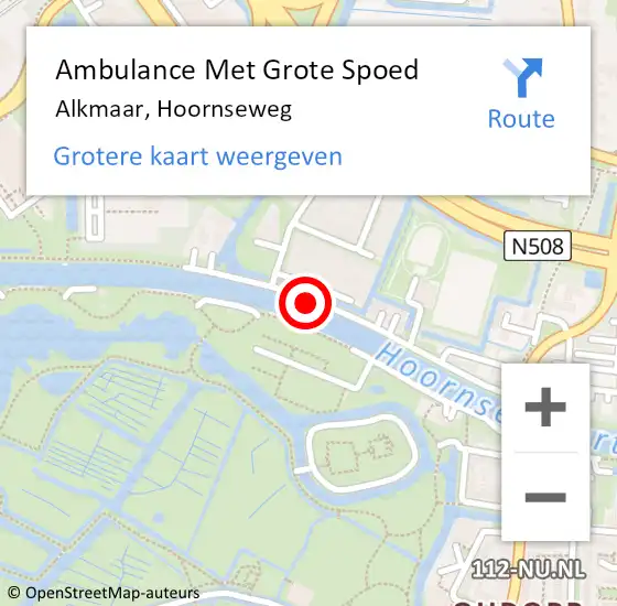 Locatie op kaart van de 112 melding: Ambulance Met Grote Spoed Naar Alkmaar, Hoornseweg op 25 juni 2019 06:24