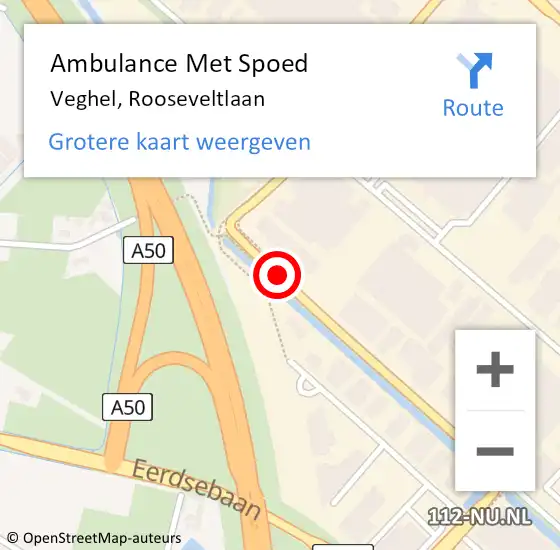 Locatie op kaart van de 112 melding: Ambulance Met Spoed Naar Veghel, Rooseveltlaan op 25 juni 2019 08:18