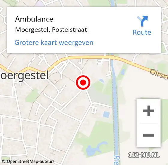 Locatie op kaart van de 112 melding: Ambulance Moergestel, Postelstraat op 25 juni 2019 08:23