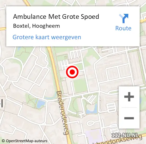 Locatie op kaart van de 112 melding: Ambulance Met Grote Spoed Naar Boxtel, Hoogheem op 25 juni 2019 09:14