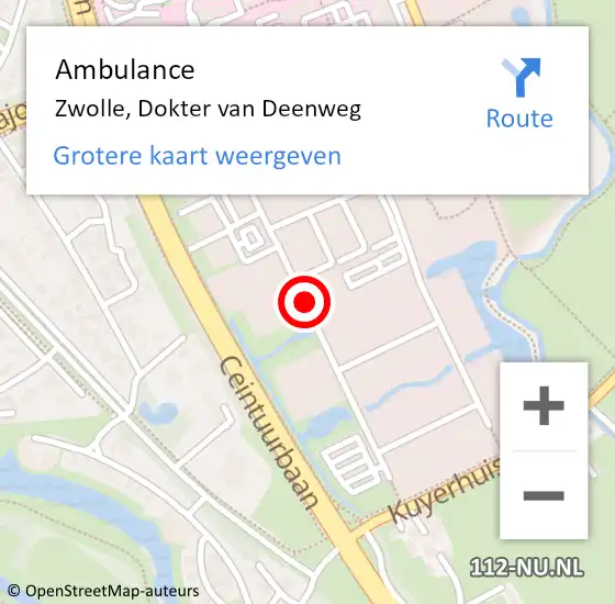 Locatie op kaart van de 112 melding: Ambulance Zwolle, Dokter van Deenweg op 25 juni 2019 10:41