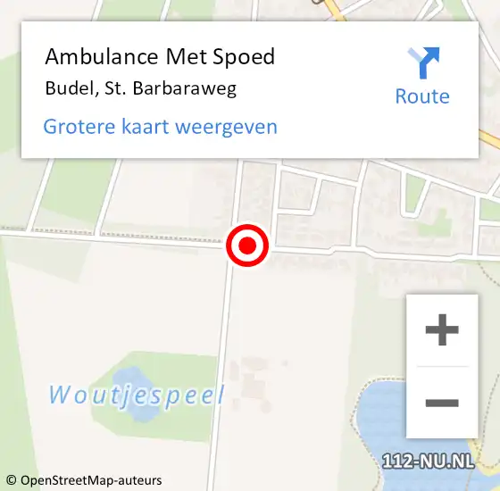 Locatie op kaart van de 112 melding: Ambulance Met Spoed Naar Budel, St. Barbaraweg op 25 juni 2019 11:27