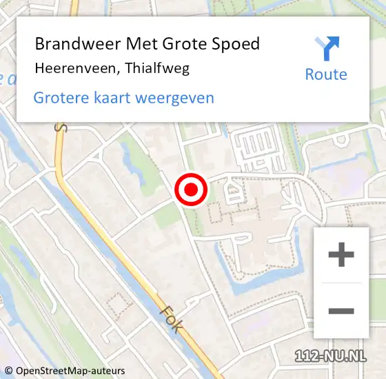 Locatie op kaart van de 112 melding: Brandweer Met Grote Spoed Naar Heerenveen, Thialfweg op 25 juni 2019 11:50