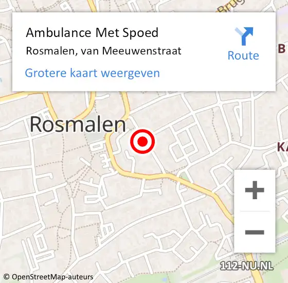 Locatie op kaart van de 112 melding: Ambulance Met Spoed Naar Rosmalen, van Meeuwenstraat op 25 juni 2019 12:45