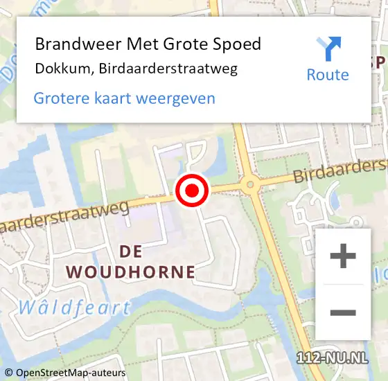 Locatie op kaart van de 112 melding: Brandweer Met Grote Spoed Naar Dokkum, Birdaarderstraatweg op 25 juni 2019 13:00