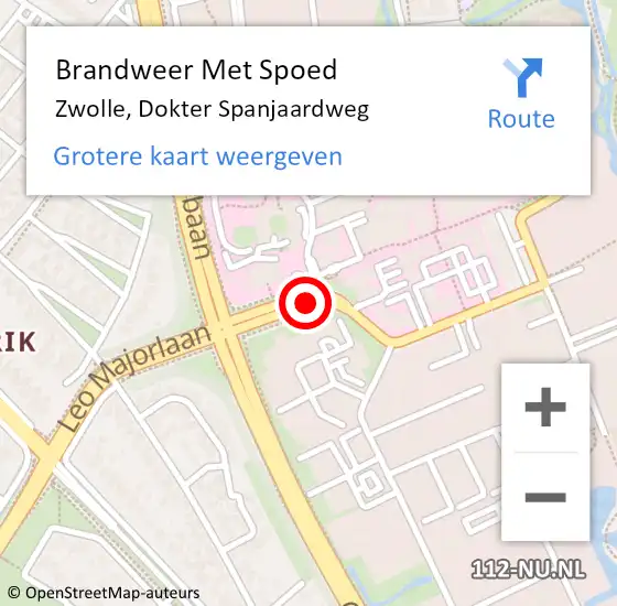 Locatie op kaart van de 112 melding: Brandweer Met Spoed Naar Zwolle, Dokter Spanjaardweg op 25 juni 2019 13:39