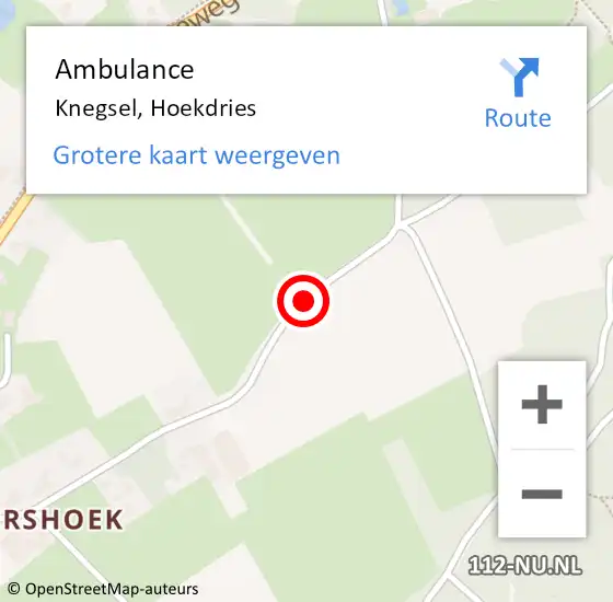 Locatie op kaart van de 112 melding: Ambulance Knegsel, Hoekdries op 25 juni 2019 15:03