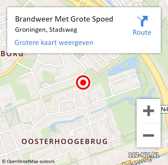 Locatie op kaart van de 112 melding: Brandweer Met Grote Spoed Naar Groningen, Stadsweg op 25 juni 2019 15:28
