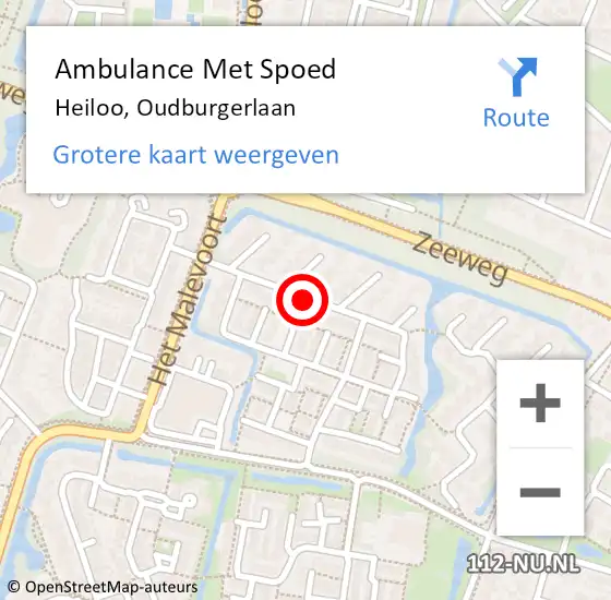 Locatie op kaart van de 112 melding: Ambulance Met Spoed Naar Heiloo, Oudburgerlaan op 25 juni 2019 15:31